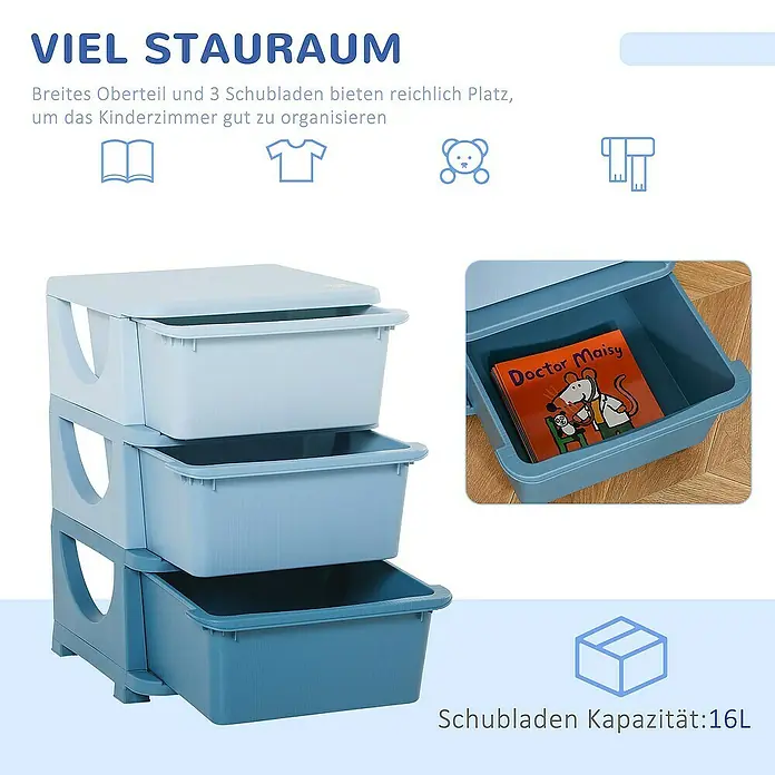Homcom Aufbewahrungsbox - L x B x H: 37 x 37 x 56,5 cm, Kunststoff, Blau