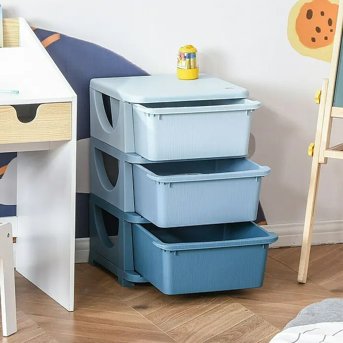 Homcom Aufbewahrungsbox - L x B x H: 37 x 37 x 56,5 cm, Kunststoff, Blau