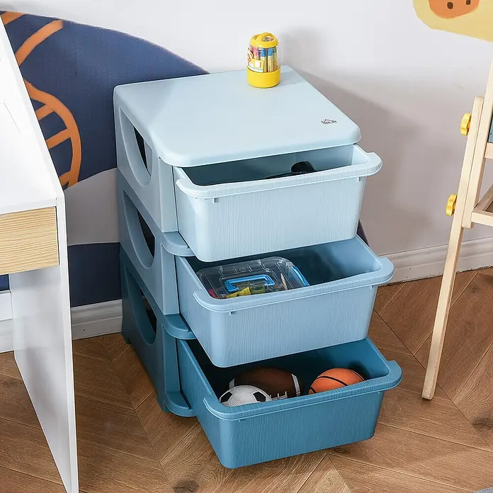 Homcom Aufbewahrungsbox - L x B x H: 37 x 37 x 56,5 cm, Kunststoff, Blau