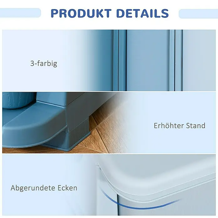 Homcom Aufbewahrungsbox - L x B x H: 37 x 37 x 56,5 cm, Kunststoff, Blau