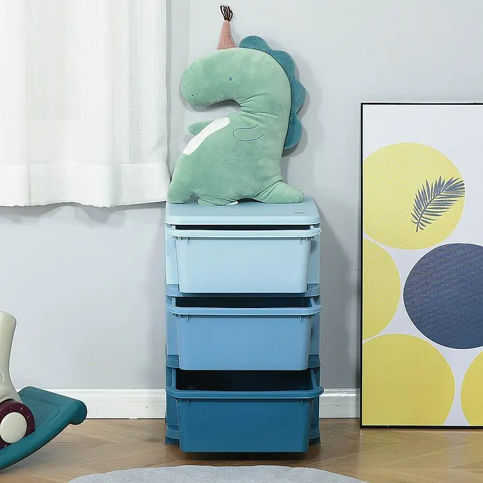 Homcom Aufbewahrungsbox - L x B x H: 37 x 37 x 56,5 cm, Kunststoff, Blau