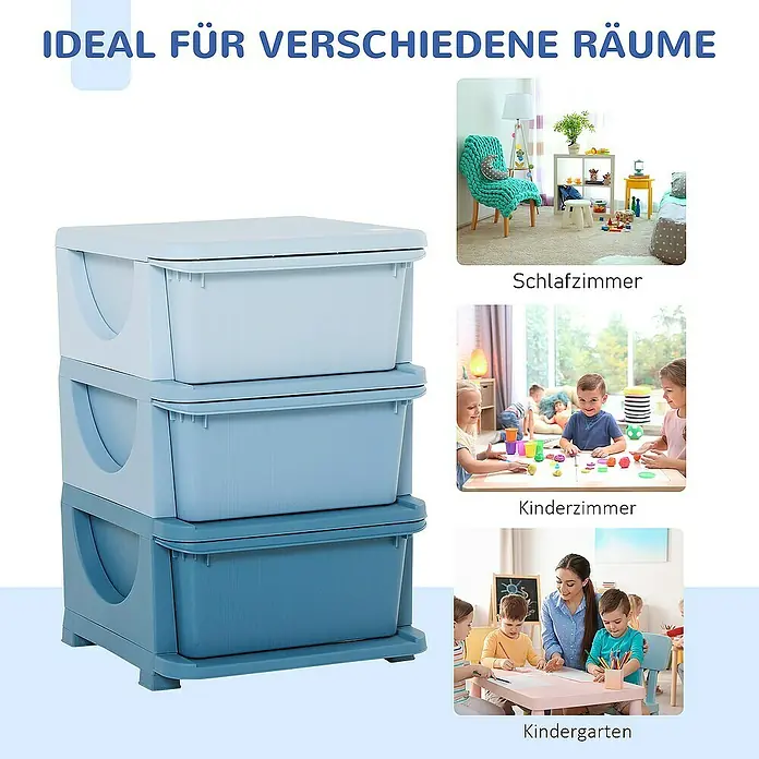 Homcom Aufbewahrungsbox - L x B x H: 37 x 37 x 56,5 cm, Kunststoff, Blau