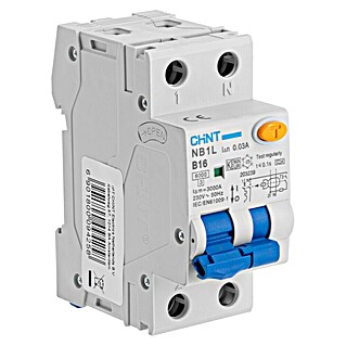 Chint Aardlekautomaat 1-PLG+N 16A B KAR 30MA (16 A, Aantal polen: 1 st., Karakteristiek B/A type)