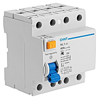 Chint Aardlekschakelaar 4-PLG 40A 30MA TYPE A (40 A, Aantal polen: 4 st., Karakteristiek A type)