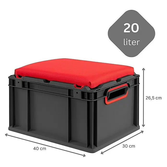 Proregal Eurobox NextGen Seat Rot - L x B x H: 40 x 30 x 26,5 cm, Kunststoff, Schwarz