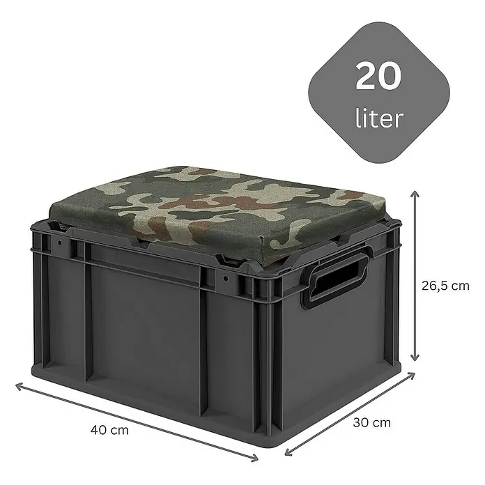Proregal Eurobox NextGen Seat Camouflage - L x B x H: 40 x 30 x 26,5 cm, Kunststoff, Schwarz