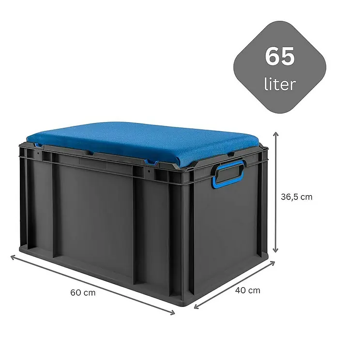 Proregal Eurobox NextGen Seat Blau - L x B x H: 60 x 40 x 36,5 cm, Kunststoff, Schwarz