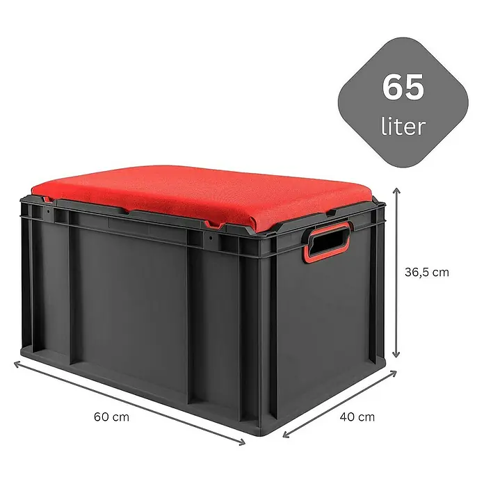 Proregal Eurobox NextGen Seat Rot - L x B x H: 60 x 40 x 36,5 cm, Kunststoff, Schwarz