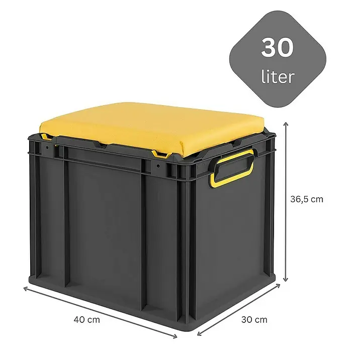 Proregal Eurobox NextGen Seat Gelb - L x B x H: 40 x 30 x 36,5 cm, Kunststoff, Schwarz