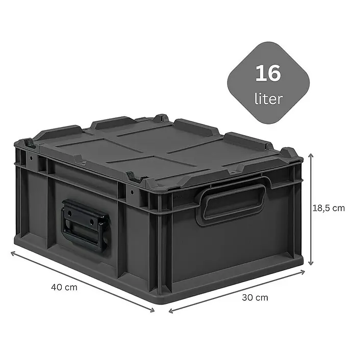 Proregal Eurobox NextGen Portable - L x B x H: 40 x 30 x 18,5 cm, Kunststoff, Schwarz