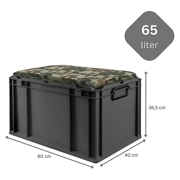 Proregal Eurobox NextGen Seat Camouflage - L x B x H: 60 x 40 x 36,5 cm, Kunststoff, Schwarz