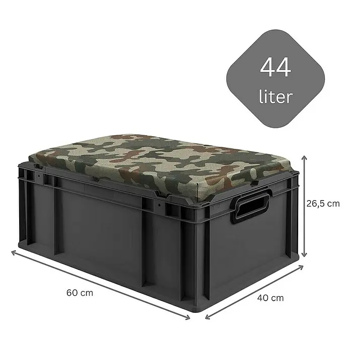 Proregal Eurobox NextGen Seat Camouflage - L x B x H: 60 x 40 x 26,5 cm, Kunststoff, Schwarz
