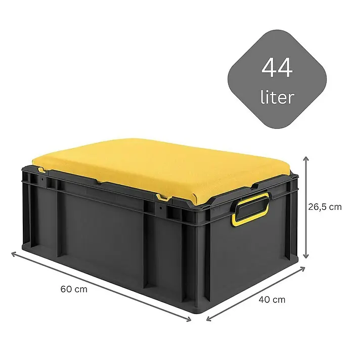 Proregal Eurobox NextGen Seat Gelb - L x B x H: 60 x 40 x 26,5 cm, Kunststoff, Schwarz