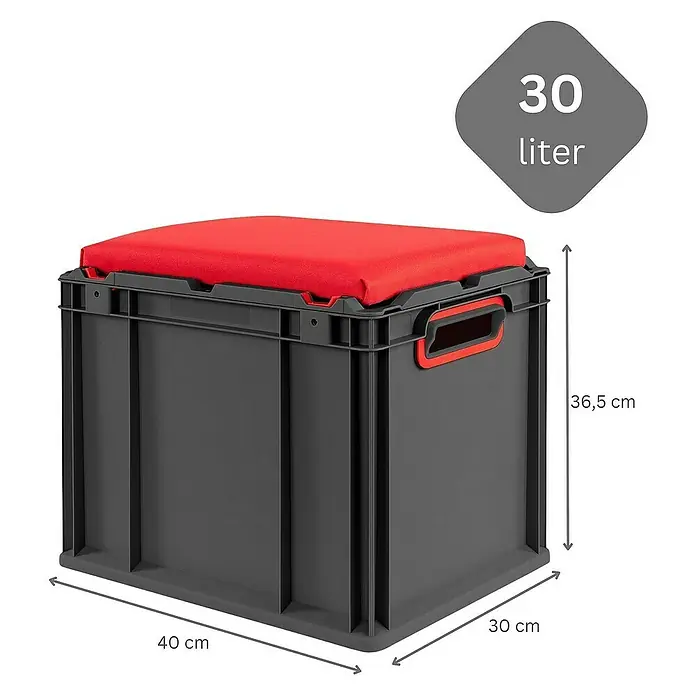 Proregal Eurobox NextGen Seat Rot - L x B x H: 40 x 30 x 36,5 cm, Kunststoff, Schwarz