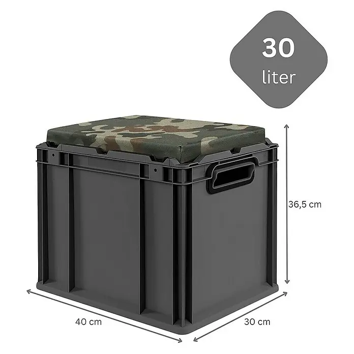 Proregal Eurobox NextGen Seat Camouflage - L x B x H: 40 x 30 x 36,5 cm, Kunststoff, Schwarz