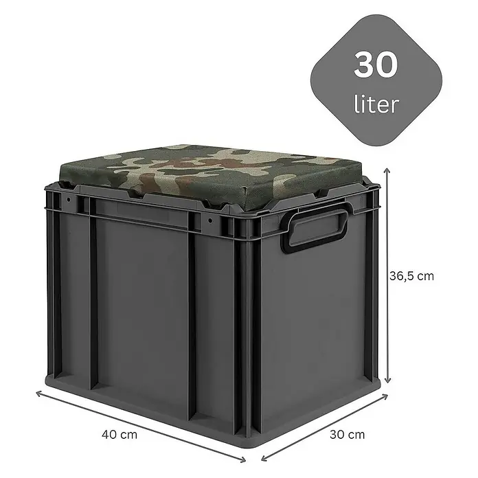 Proregal Eurobox NextGen Seat Camouflage - L x B x H: 40 x 30 x 36,5 cm, Kunststoff, Schwarz
