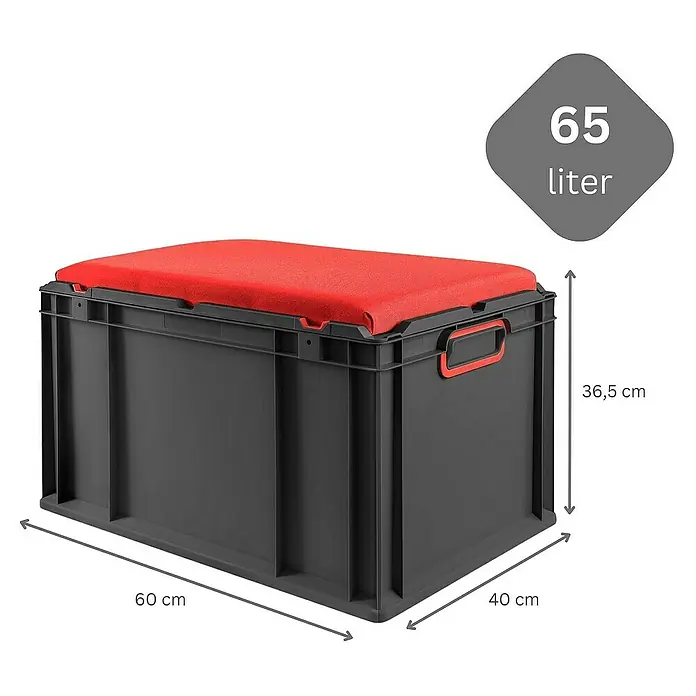 Proregal Eurobox NextGen Seat Rot - L x B x H: 60 x 40 x 36,5 cm, Kunststoff, Schwarz