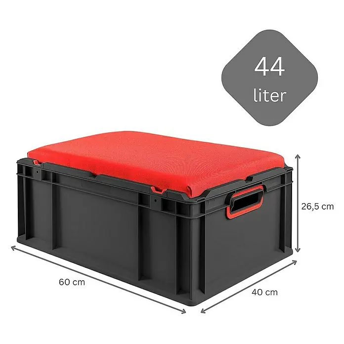 Proregal Eurobox NextGen Seat Rot - L x B x H: 60 x 40 x 26,5 cm, Kunststoff, Schwarz
