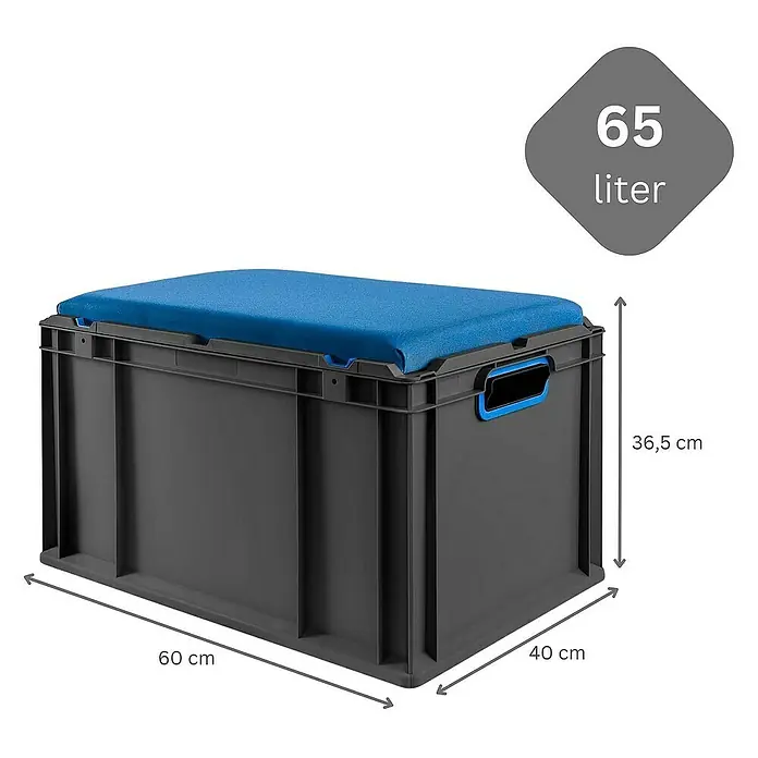 Proregal Eurobox NextGen Seat Blau - L x B x H: 60 x 40 x 36,5 cm, Kunststoff, Schwarz