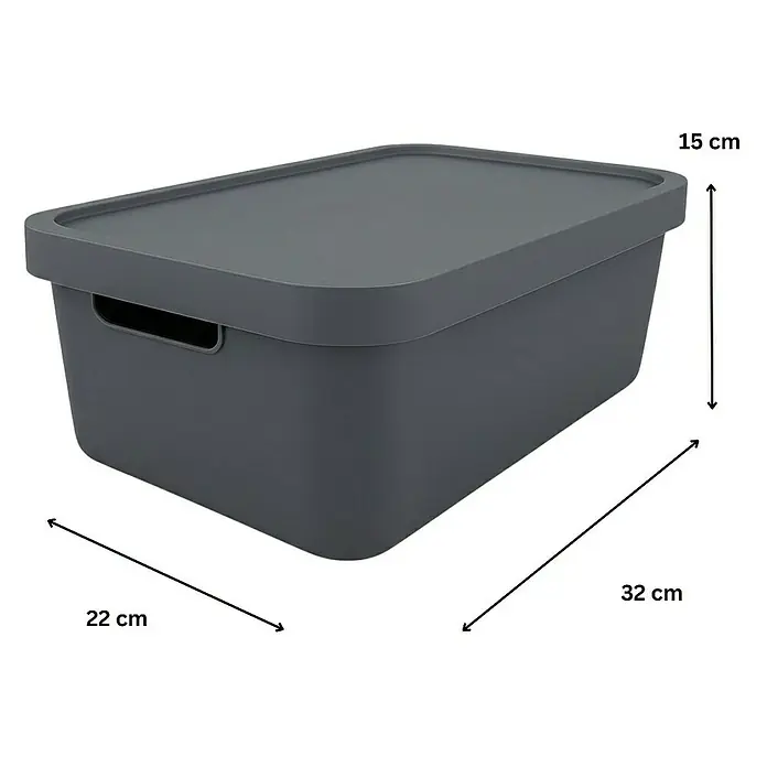Plastard Aufbewahrungsbox-Set 3er-Set 7,5 Liter in Anthrazit – Stapelboxen, Lagerboxen - L x B x H: 32 x 22 x 15 cm, Kunststoff, Anthrazit, 3 Stk.