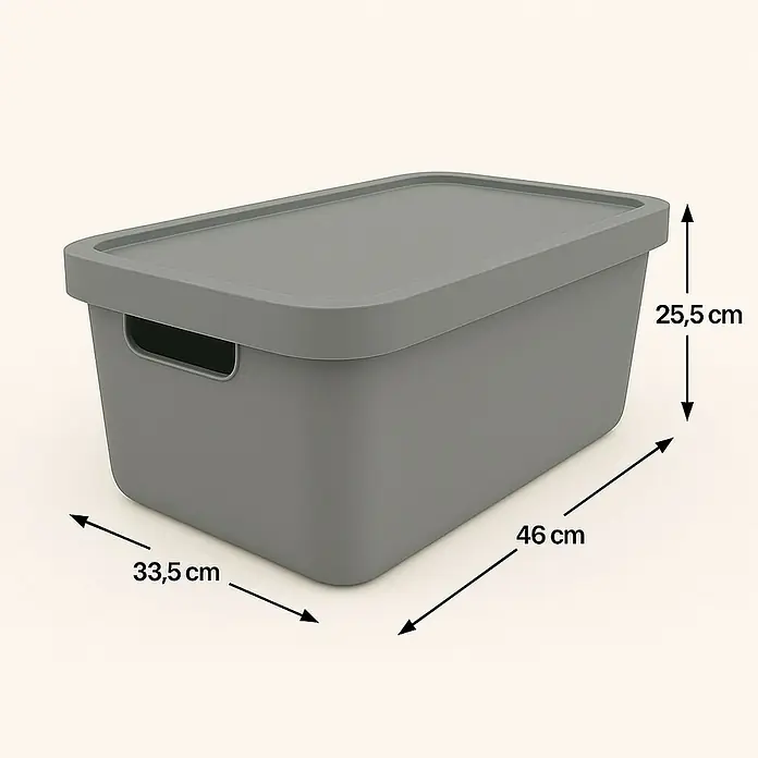 Plastard Aufbewahrungsbox-Set 4er-Set 31 Liter in Grau – Stapelboxen, Lagerboxen - L x B x H: 45,5 x 33,5 x 25 cm, Kunststoff, Grau, 4 Stk.