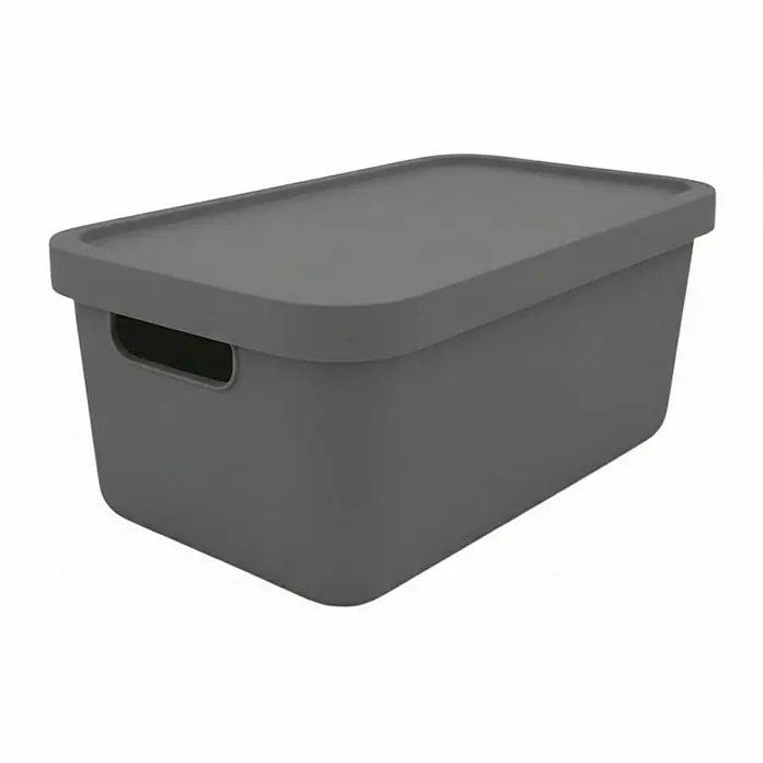 Plastard Aufbewahrungsbox-Set 4er-Set 31 Liter in Anthrazit – Stapelboxen, Lagerboxen - L x B x H: 45,5 x 33,5 x 25 cm, Kunststoff, Anthrazit, 4 Stk.