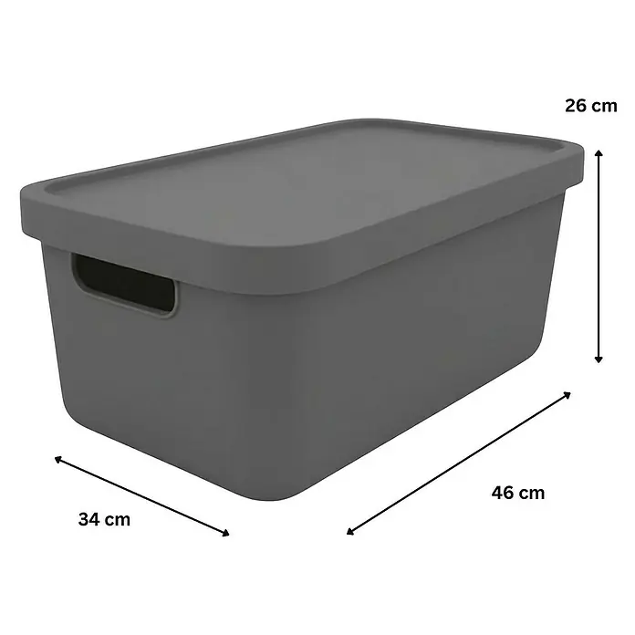 Plastard Aufbewahrungsbox-Set 4er-Set 31 Liter in Anthrazit – Stapelboxen, Lagerboxen - L x B x H: 45,5 x 33,5 x 25 cm, Kunststoff, Anthrazit, 4 Stk.