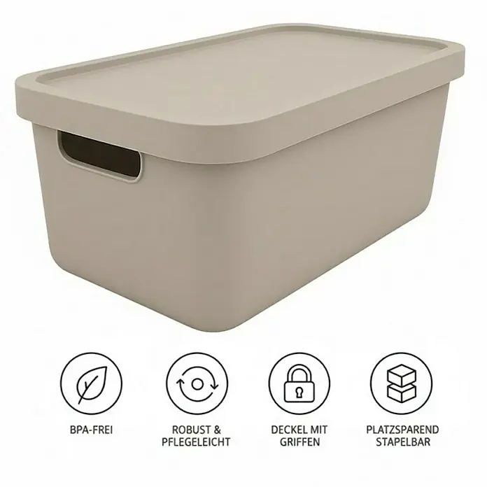 Plastard Aufbewahrungsbox-Set 3er-Set 31 Liter in Beige – Stapelboxen, Lagerboxen - Kunststoff, Beige, 3 Stk.