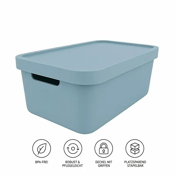 Plastard Aufbewahrungsbox-Set 4er-Set 7,5 Liter in Blau – Stapelboxen, Lagerboxen - L x B x H: 32 x 22 x 15 cm, Kunststoff, Blau, 4 Stk.