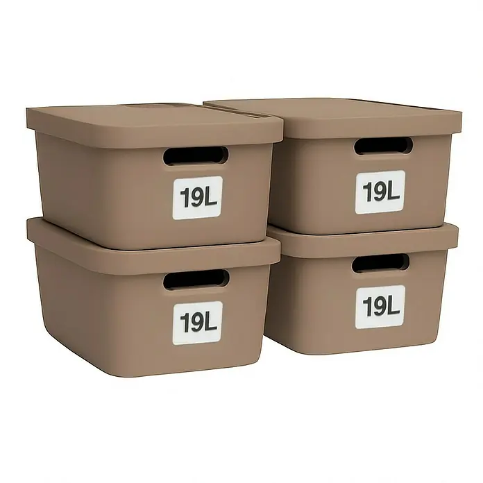 Plastard Aufbewahrungsbox-Set 4er-Set 19 Liter in Pink – Stapelboxen, Lagerboxen - L x B x H: 45,5 x 33,5 x 15,5 cm, Kunststoff, Pink, 4 Stk.
