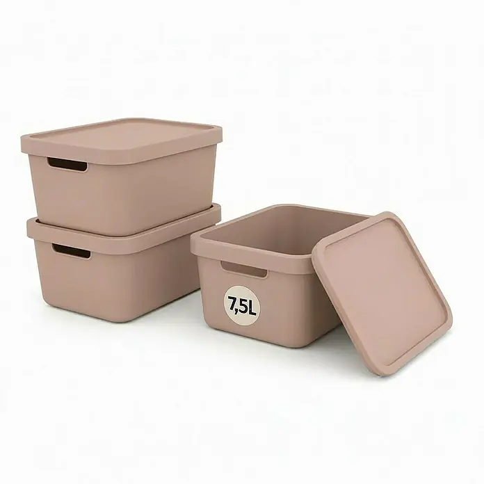 Plastard Aufbewahrungsbox-Set 3er-Set 7,5 Liter in Pink – Stapelboxen, Lagerboxen - L x B x H: 32 x 22 x 15 cm, Kunststoff, Pink, 3 Stk.