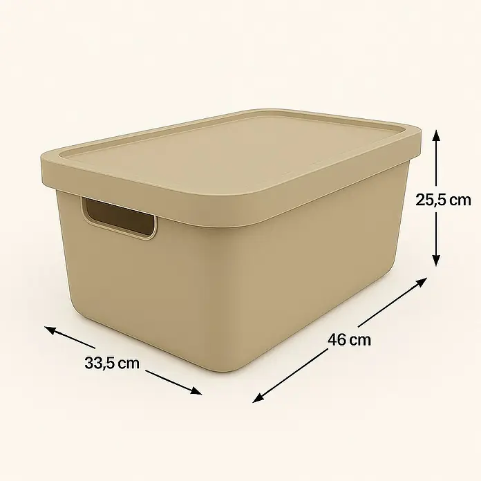 Plastard Aufbewahrungsbox-Set 4er-Set 31 Liter in Beige – Stapelboxen, Lagerboxen - L x B x H: 45,5 x 33,5 x 25 cm, Kunststoff, Beige, 4 Stk.