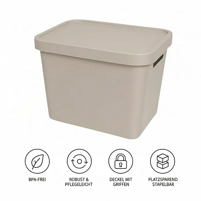 Plastard Aufbewahrungsbox-Set 3er-Set 12,5 Liter in Beige – Stapelboxen, Lagerboxen - Kunststoff, Beige, 3 Stk.