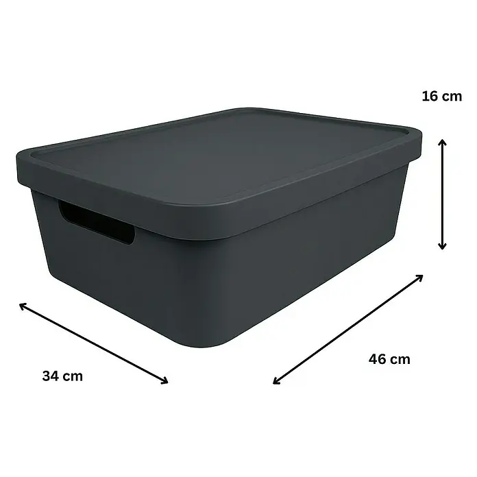 Plastard Aufbewahrungsbox-Set 3er-Set 19 Liter in Anthrazit – Stapelboxen, Lagerboxen - L x B x H: 45,5 x 33,5 x 15,5 cm, Kunststoff, Anthrazit, 3 Stk.