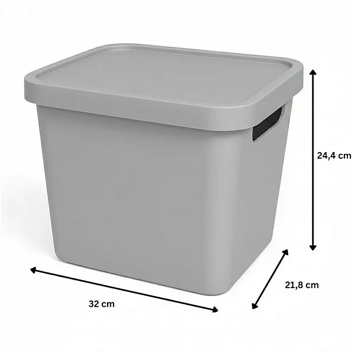 Plastard Aufbewahrungsbox-Set 4er-Set 12,5 Liter in Grau – Stapelboxen, Lagerboxen - L x B x H: 32 x 22 x 24 cm, Kunststoff, Grau, 4 Stk.