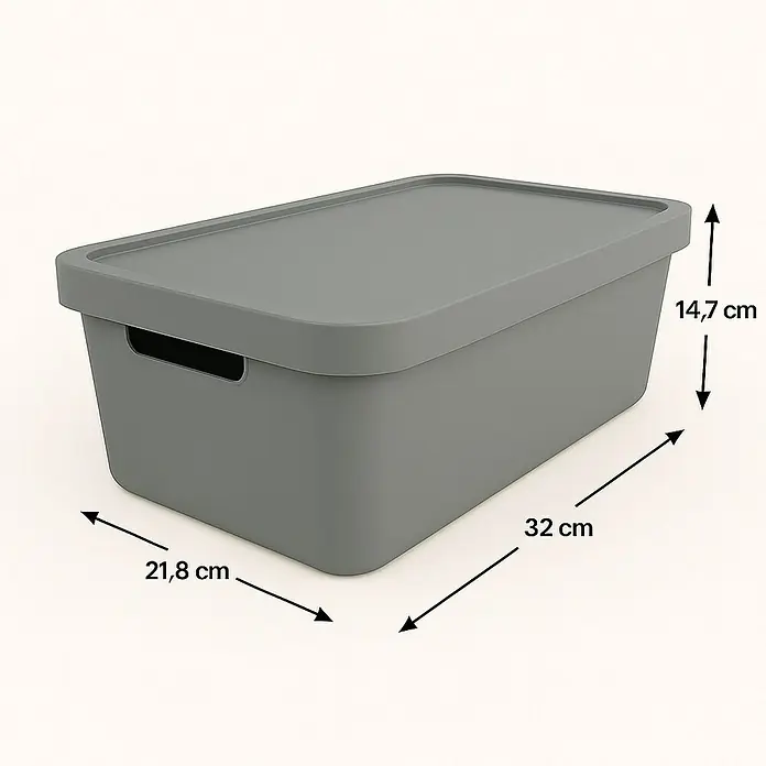 Plastard Aufbewahrungsbox-Set 4er-Set 7,5 Liter in Grau – Stapelboxen, Lagerboxen - Kunststoff, Grau, 4 Stk.