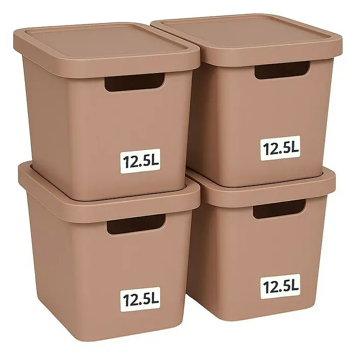 Plastard Aufbewahrungsbox-Set 4er-Set 12,5 Liter in Pink – Stapelboxen, Lagerboxen - L x B x H: 32 x 22 x 24 cm, Kunststoff, Pink, 4 Stk.