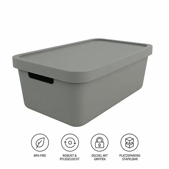Plastard Aufbewahrungsbox-Set 4er-Set 7,5 Liter in Grau – Stapelboxen, Lagerboxen - Kunststoff, Grau, 4 Stk.