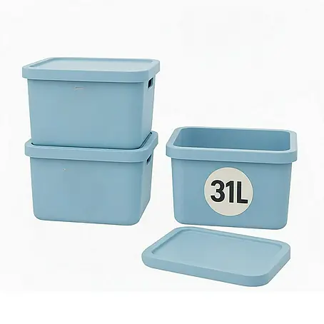 Plastard  Aufbewahrungsbox-Set 3er-Set 31 Liter in Blau – Stapelboxen, Lagerboxen