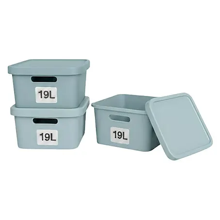 Plastard  Aufbewahrungsbox-Set 3er-Set 19 Liter in Blau – Stapelboxen, Lagerboxen