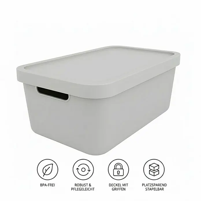 Plastard Aufbewahrungsbox-Set 3er-Set 7,5 Liter in Grau – Stapelboxen, Lagerboxen - Kunststoff, Grau, 3 Stk.