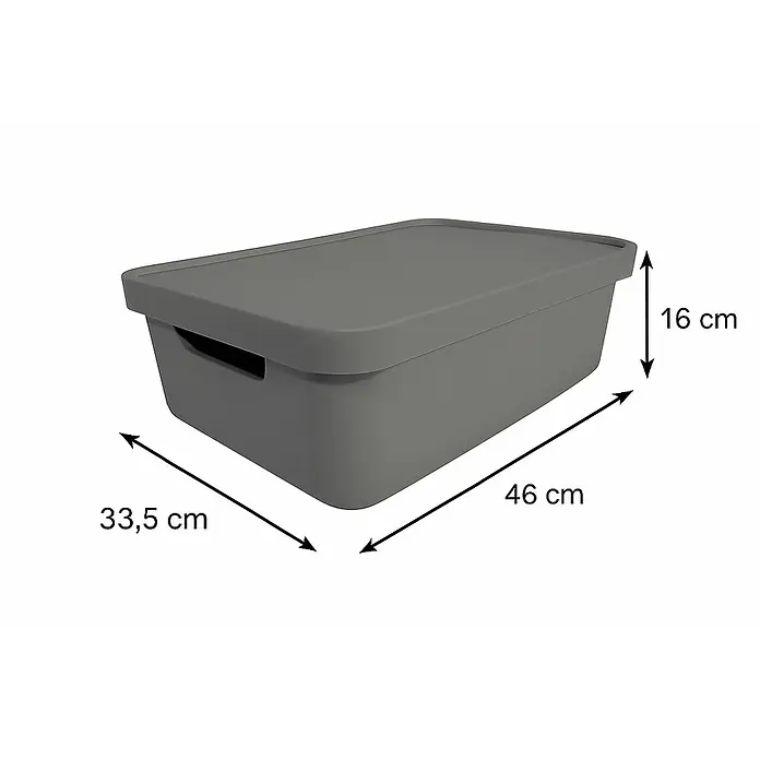Plastard Aufbewahrungsbox-Set 4er-Set 19 Liter in Grau – Stapelboxen, Lagerboxen - L x B x H: 45,5 x 33,5 x 15,5 cm, Kunststoff, Grau, 4 Stk.