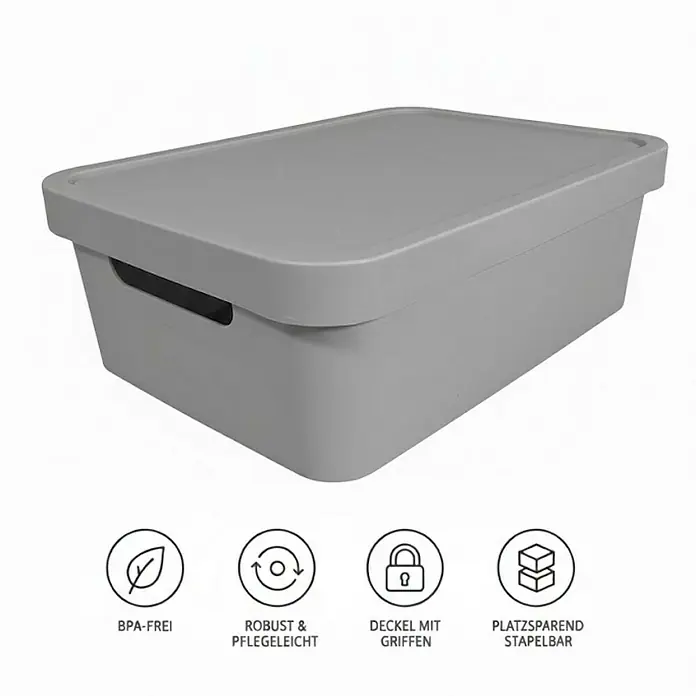 Plastard Aufbewahrungsbox-Set 3er-Set 19 Liter in Grau – Stapelboxen, Lagerboxen - Kunststoff, Grau, 3 Stk.