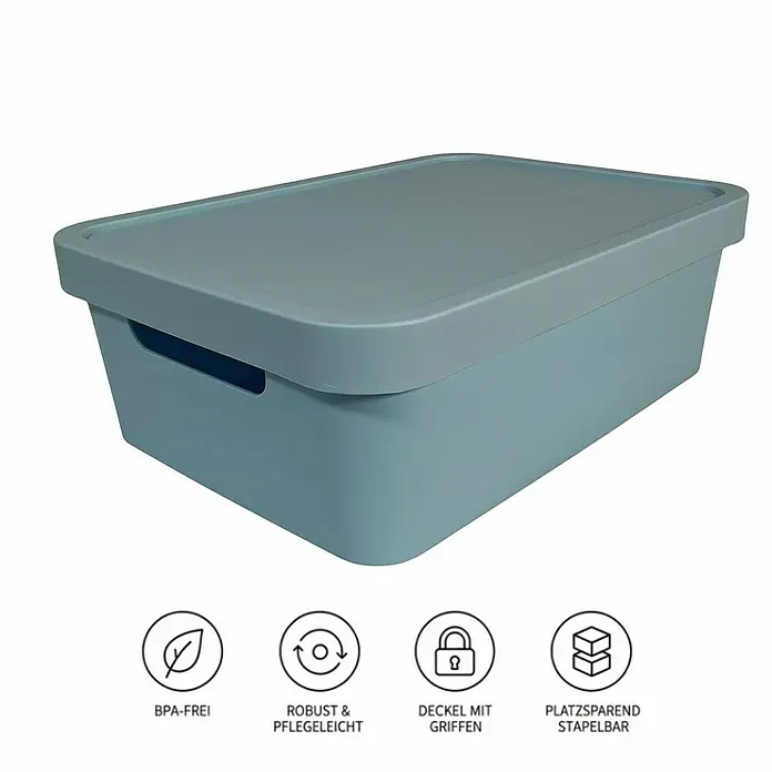 Plastard Aufbewahrungsbox-Set 4er-Set 19 Liter in Blau – Stapelboxen, Lagerboxen - L x B x H: 45,5 x 33,5 x 15,5 cm, Kunststoff, Blau, 4 Stk.