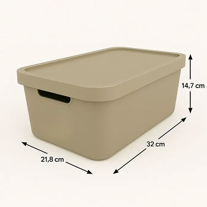 Plastard Aufbewahrungsbox-Set 4er-Set 7,5 Liter in Beige – Stapelboxen, Lagerboxen - L x B x H: 32 x 22 x 15 cm, Kunststoff, Beige, 4 Stk.