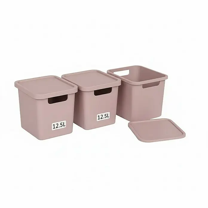Plastard Aufbewahrungsbox-Set 3er-Set 12,5 Liter in Pink – Stapelboxen, Lagerboxen - L x B x H: 32 x 22 x 24 cm, Kunststoff, Pink, 3 Stk.