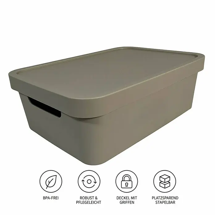 Plastard Aufbewahrungsbox-Set 4er-Set 19 Liter in Beige – Stapelboxen, Lagerboxen - L x B x H: 45,5 x 33,5 x 15,5 cm, Kunststoff, Beige, 4 Stk.