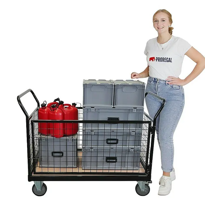 Proregal Transportroller / Plattformwagen mit abnehmbaren Gitterwänden - Traglast: 400 kg