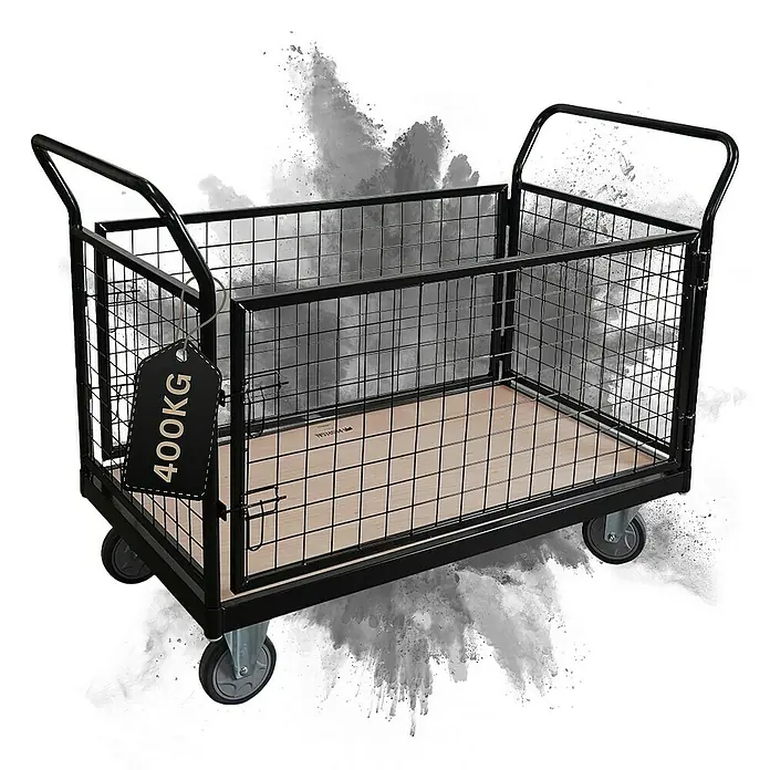 Proregal Transportroller / Plattformwagen mit abnehmbaren Gitterwänden - Traglast: 400 kg