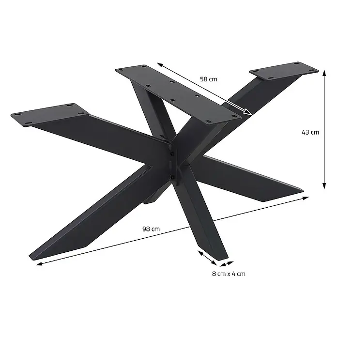 ML-Design Tischgestell Tischgestell Spider Kreuzgestell Schwerlast aus Stahl für DIY - L x B x H: 98 x 58 x 43 cm, Metall